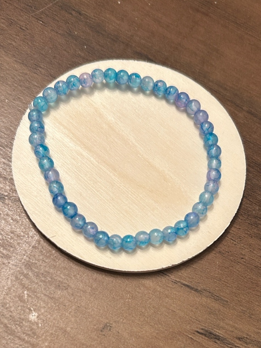 L - Blue Beaded Stretch Bracelet - Women Jewelry